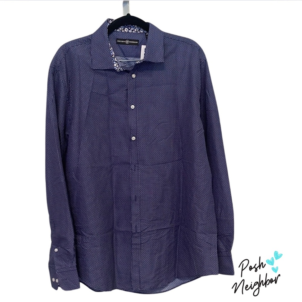 Society Of Threads Blue Long Sleeves Button Down Shirt Size L - Picture 1 of 3
